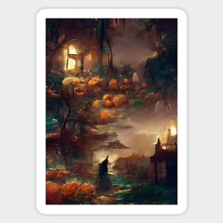 HALLOWEEN NIGHT IN A SMALL FRENCH VILLAGE Sticker